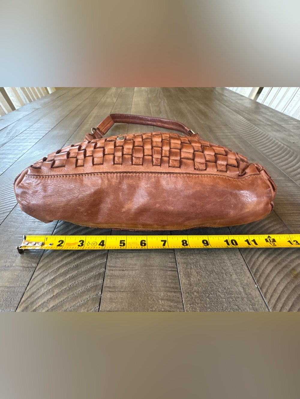 Harbour 2nd Tuula Woven Leather Riveted Distressed Hobo Shoulder Bag Purse - Picture 12 of 13